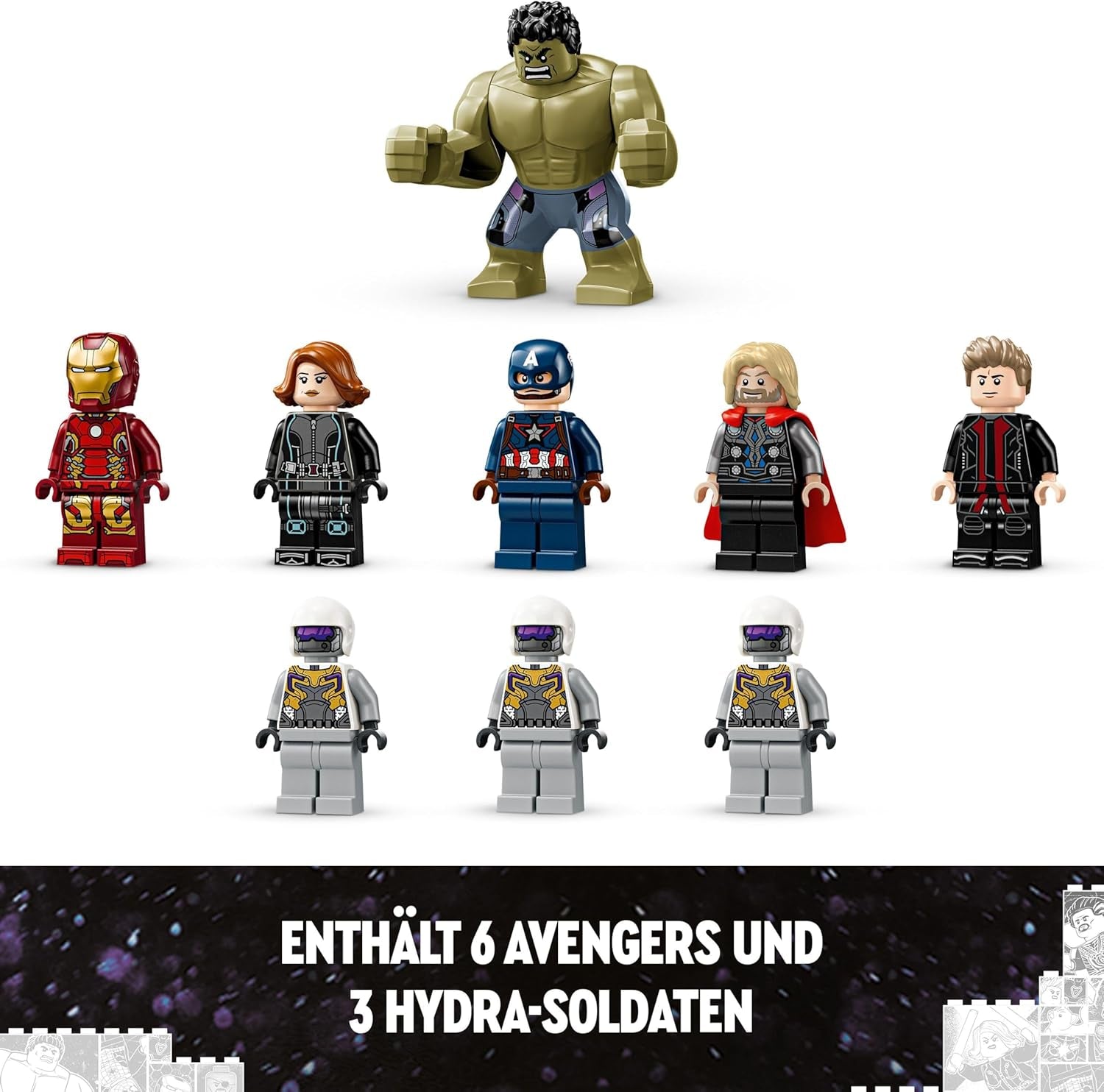 LEGO Marvel Avengers Assemble: Era de Ultrón, set de construcción y juego con 8 minifiguras de superhéroes como Thor, Hulk y Iron Man, juguete de construcción para niños y niñas, set de aventuras 76291 Juegos de construcción Besuche den LEGO-Store