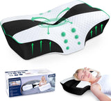 SAHEYER almohada ortopédica almohada para el cuello almohada para la cabeza almohada ergonómica para el cuello almohada para dormir de lado 60 X 40 X 13/11 cm almohada viscoelástica para dormir de lado espalda y estómago Almohadas ortopédicas cervicales Naty Shop Negro