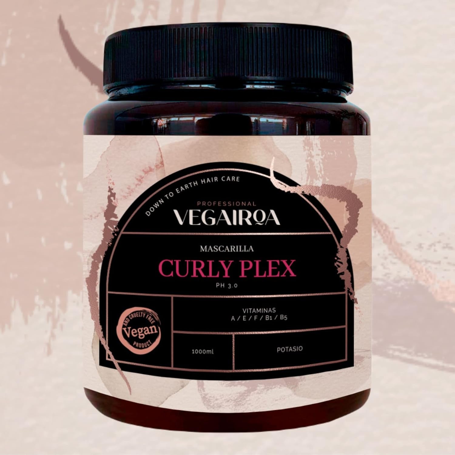 VEGAIROA - Curly Plex Mask - Mascarilla para rizos definidos y sin encrespamiento - Cuidado de hidratación profunda - Para cabello rizado u ondulado - Producto de peluquería vegano profesional - 1000ml Naty Shop Hair Mask