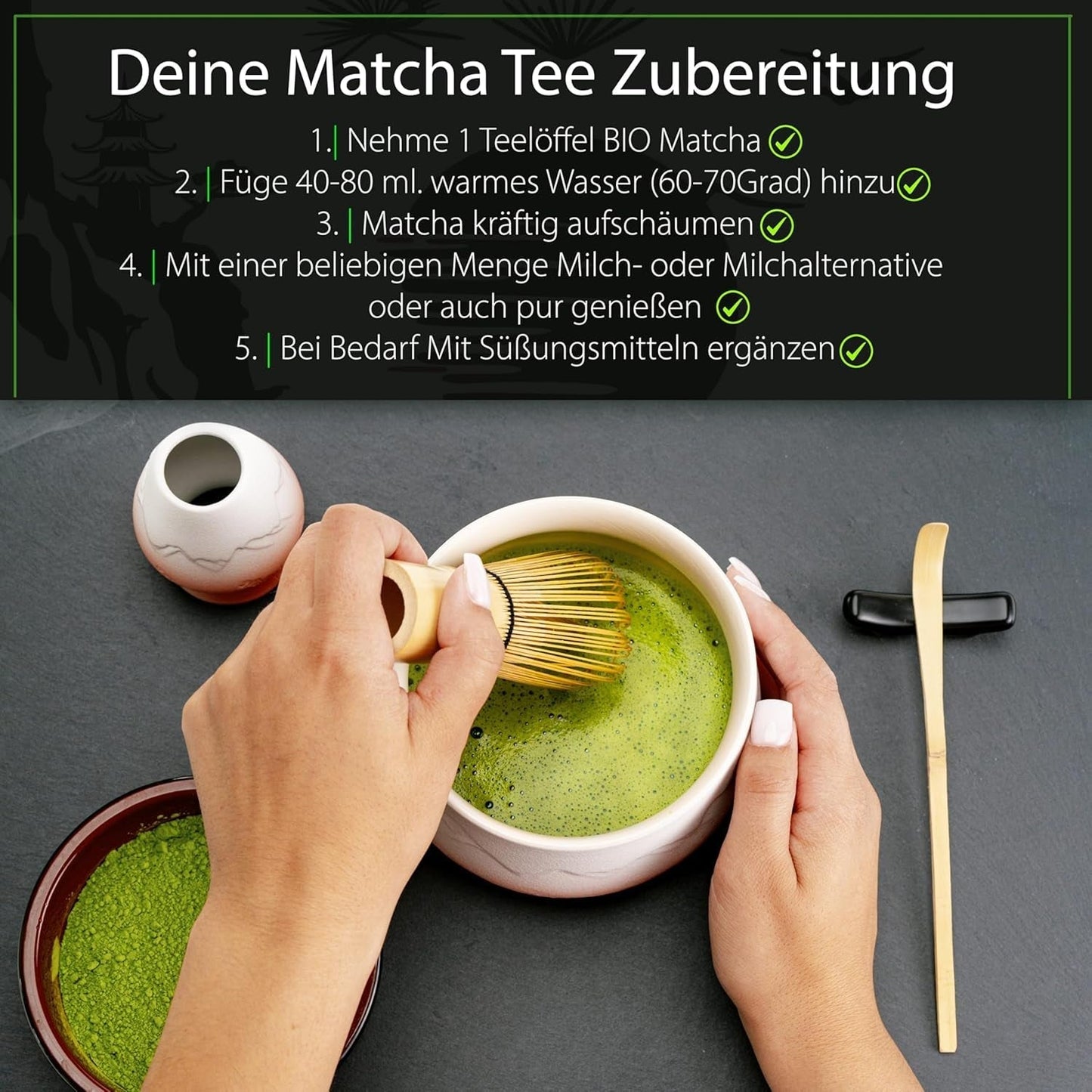 Matcha Ceremonial calidad BIO 100G té verde Té verde 100% ecológico Matcha en polvo