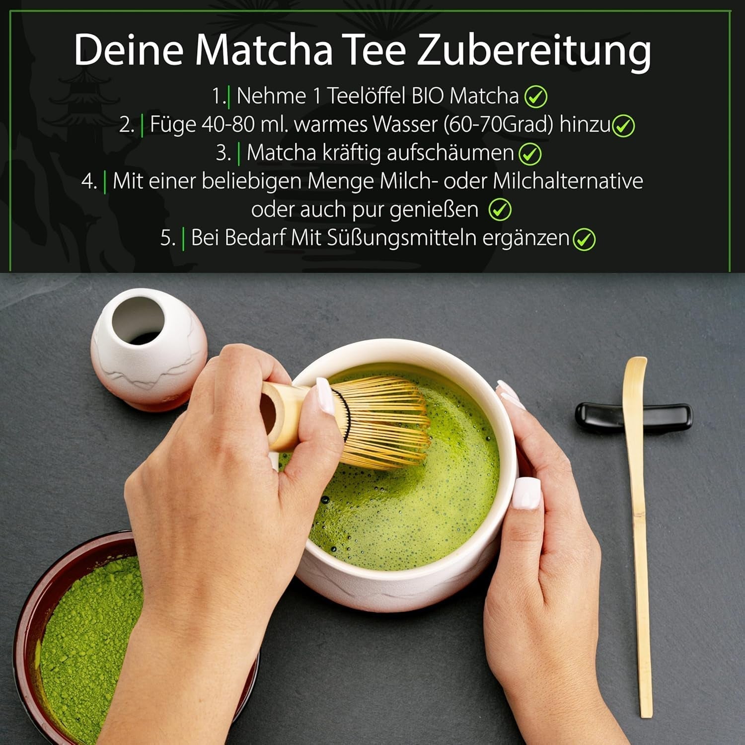 Matcha Ceremonial calidad BIO 100G té verde Té verde 100% ecológico Matcha en polvo