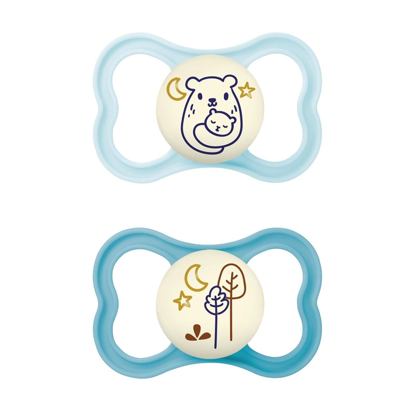 Chupete de silicona MAM Air 2 unidades Diseño extra ligero y ventilado Chupete respetuoso con los dientes Hecho de silicona especial MAM SkinSoft con caja para chupete 6-16 meses Oso/Rinoceronte