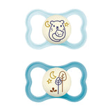 Chupete de silicona MAM Air 2 unidades Diseño extra ligero y ventilado Chupete respetuoso con los dientes Hecho de silicona especial MAM SkinSoft con caja para chupete 6-16 meses Oso/Rinoceronte