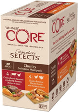 Wellness CORE Signature Selects 8 x 79 g, Mezcla de Carne de Res, Pollo y Pavo - Comida húmeda para gatos, deliciosas tiras en salsa, sin cereales, natural, hipoalergénica, alta en proteínas, alta en carne