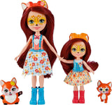Enchantimals HCF81 - Felicity Fox y su hermana pequeña (aprox. 15 cm y aproximadamente 10 cm) y 2 figuras de animales, falda desmontable y accesorios, gran regalo para niños a partir de 3 años