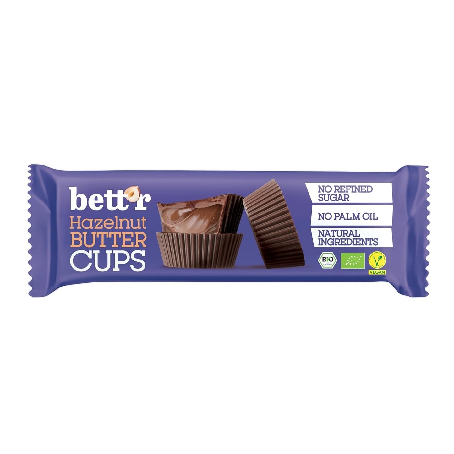 Ranúnculos de avellana orgánicos sin culpa de Bett'r. 100% vegano, sin gluten y sin lactosa - 12 x 39 g