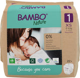 Pañales para bebé Bambo Nature, tamaño 1 (2-4 kg), caja mensual de 132 unidades | Pañales Premium con protección mejorada contra fugas | Máxima comodidad y libertad para los recién nacidos | Pañales testados dermatológicamente