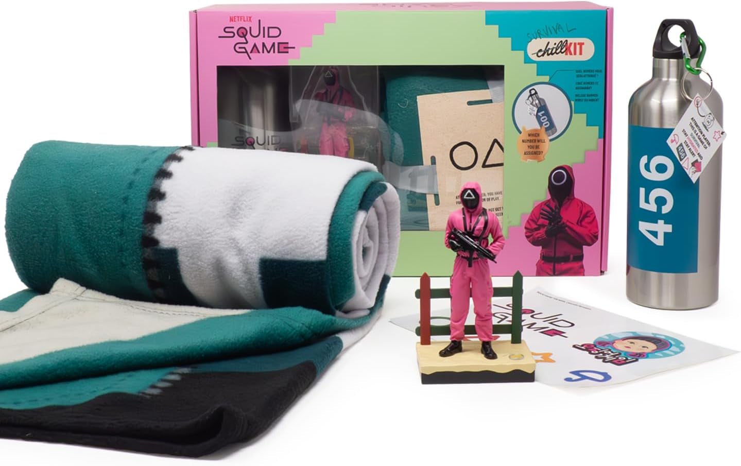 Netflix Chill Kit - El juego del calamar, licencia oficial, manta polar, pieza de colección, termo, pegatina, idea de regalo de Navidad, tu regalo de cumpleaños Beds and Blankets Besuche den Neamedia Icons-Store Default Title
