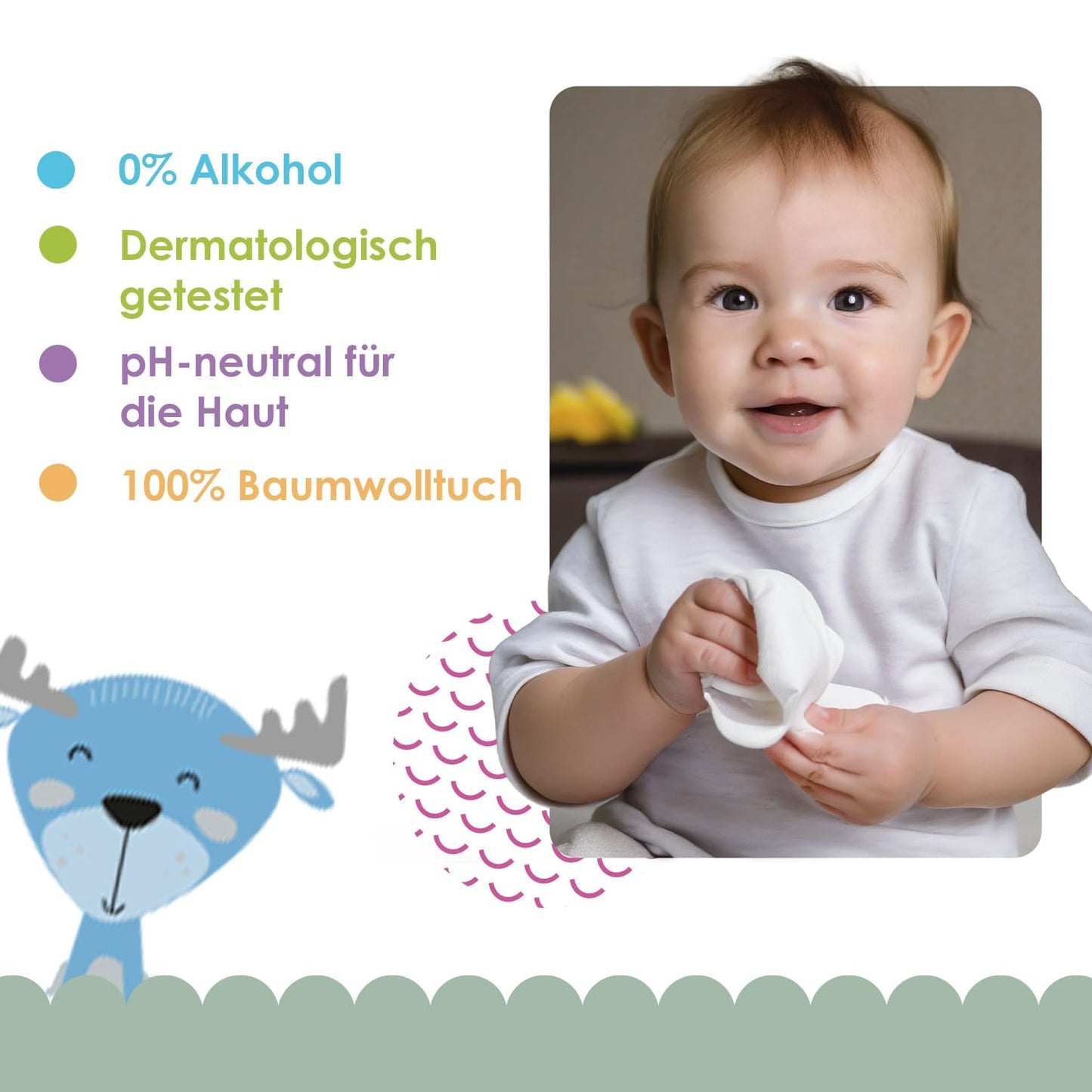 Toallitas húmedas Cleanic Baby Eco Pure Water - (1 x 50 uds.) Toallitas húmedas para niños y bebés - Piel sensible, sin fragancia, que se puede desechar - 50 uds.