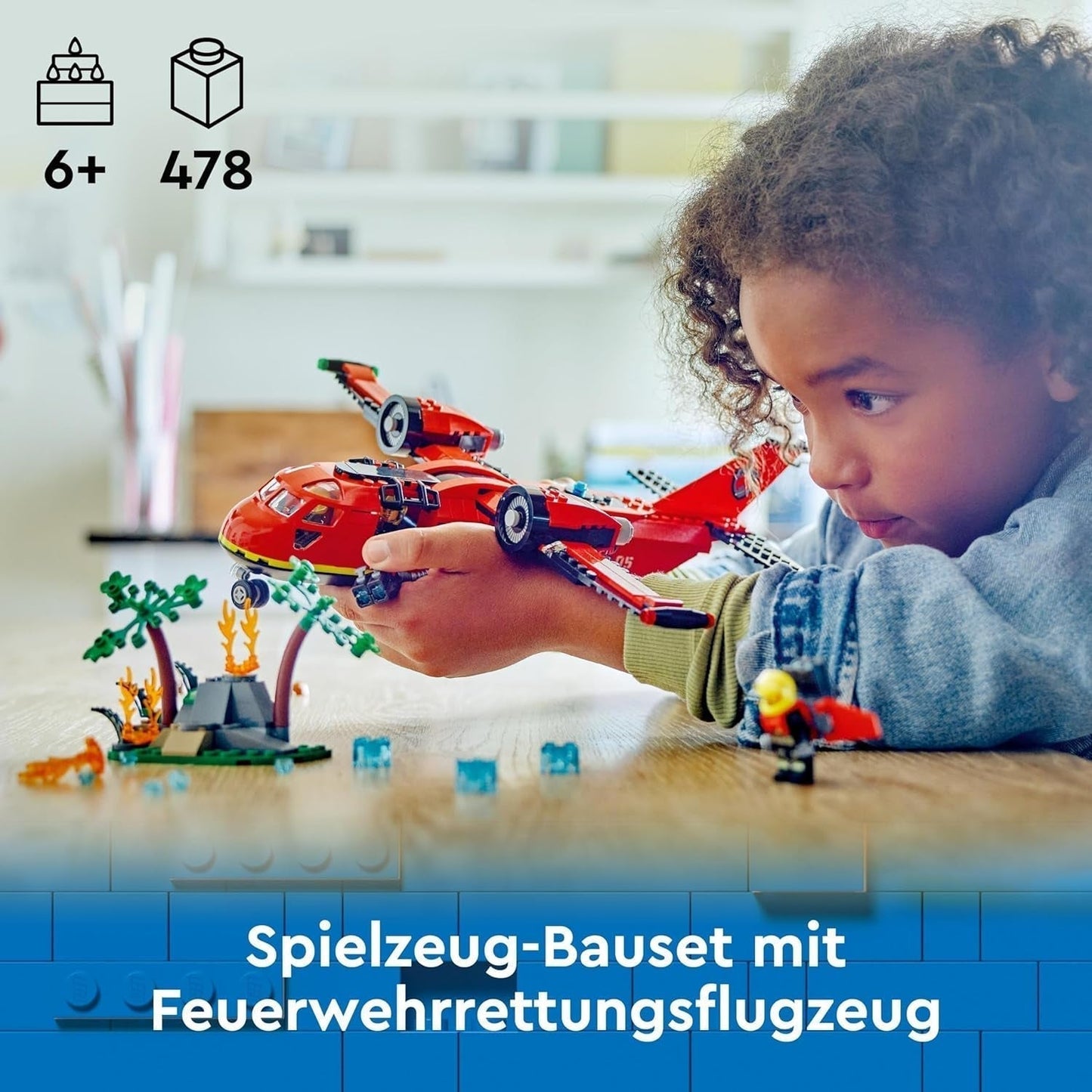LEGO City Avión de Bomberos, Avión de juguete para niños, set de construcción con 3 figuras de bomberos y decoración de fuego, excelente idea de regalo para niños y niñas a partir de 6 años 60413 Juegos de construcción Besuche den LEGO-Store