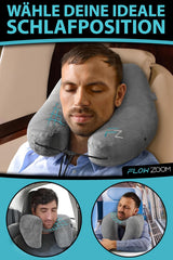 FLOWZOOM AIR Almohada Inflable para el Cuello con Capucha - Almohada para el Cuello de Avión - Almohada de Viaje - Almohada para el Cuello de Viaje Inflable Rápido - Almohada para Avión - Almohada de Viaje - Almohada para el Cuello para Adultos (Gris) Almohadas Ortopédicas Cervicales Naty Shop