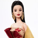 Muñeca Barbie Signature del Año Nuevo Lunar con vestido rojo y juguete de colección de peonías doradas JJX83