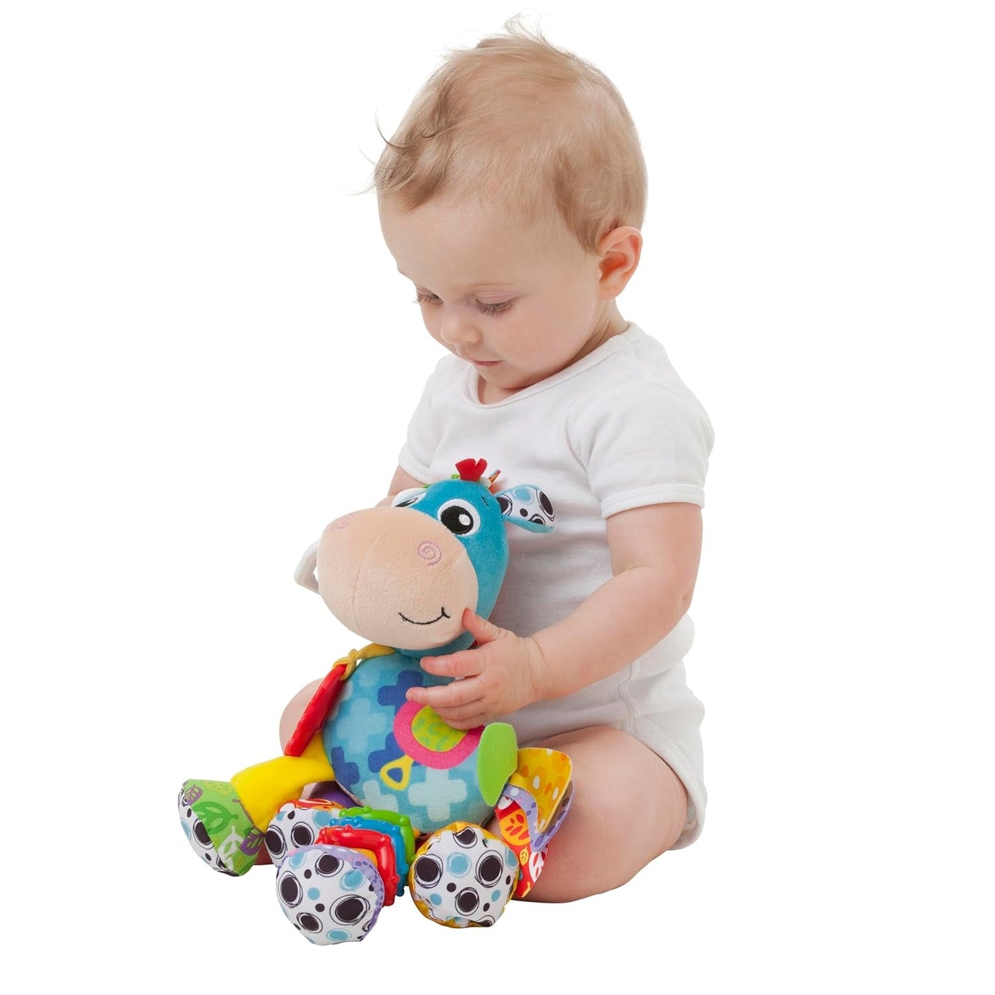 Playgro Clip Clop Pack Regalo Actividad Sensorial Jardín - Juguete Sensorial Jardín para Bebés a Partir de 0 Meses - Juguete Interactivo con Sonajeros, Mordedor y Amigo Cochecito - 4 Piezas