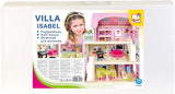 Bino World of Toys Casa de muñecas con balcón, Juguete para niños a partir de 3 años, con 3 plantas, escaleras, 4 habitaciones y balcón incl. 15-TLG. Accesorios, Para fomentar las habilidades de los niños, Diseño rosa Naty Shop casas de muñecas