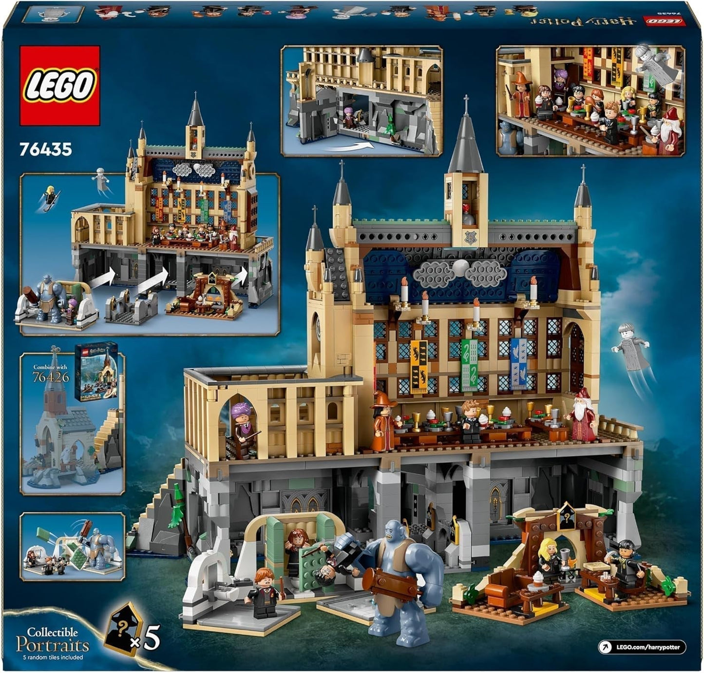 LEGO Harry Potter Castillo de Hogwarts: El Gran Salón, juguete coleccionable con 11 minifiguras incluida Hermione Granger, regalo mágico para niños y niñas 76435 Juegos de construcción Besuche den LEGO-Store