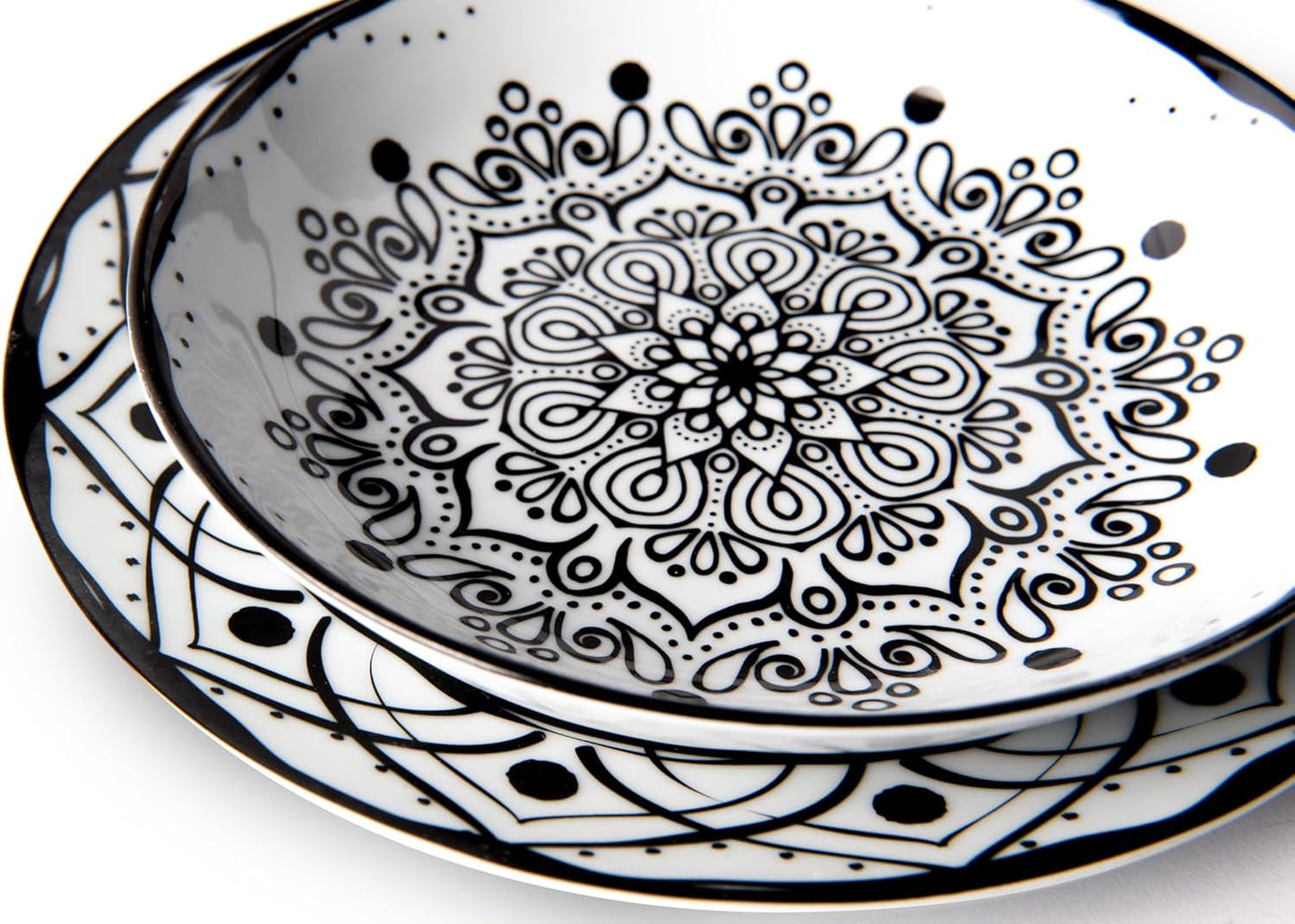 Excelsa Boheme Noir Juego de platos, 18 piezas, Porcelana, Schwarz
