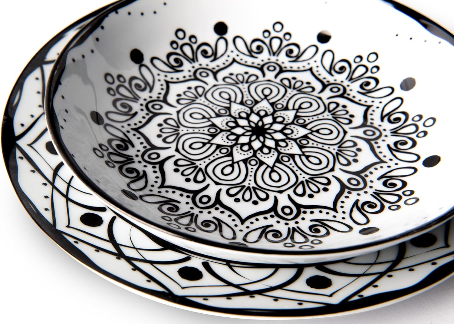 Excelsa Boheme Noir Juego de platos, 18 piezas, Porcelana, Schwarz