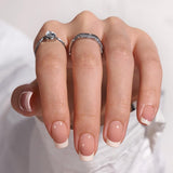 Btartbox Uñas Postizas Cuadradas Cortas Pegamento Baby Boomer En Uñas Postizas Rosa Degradado Blanco Uñas Artificiales Cortas con Pegamento para Uñas 30 Piezas Uñas Postizas Cuadradas