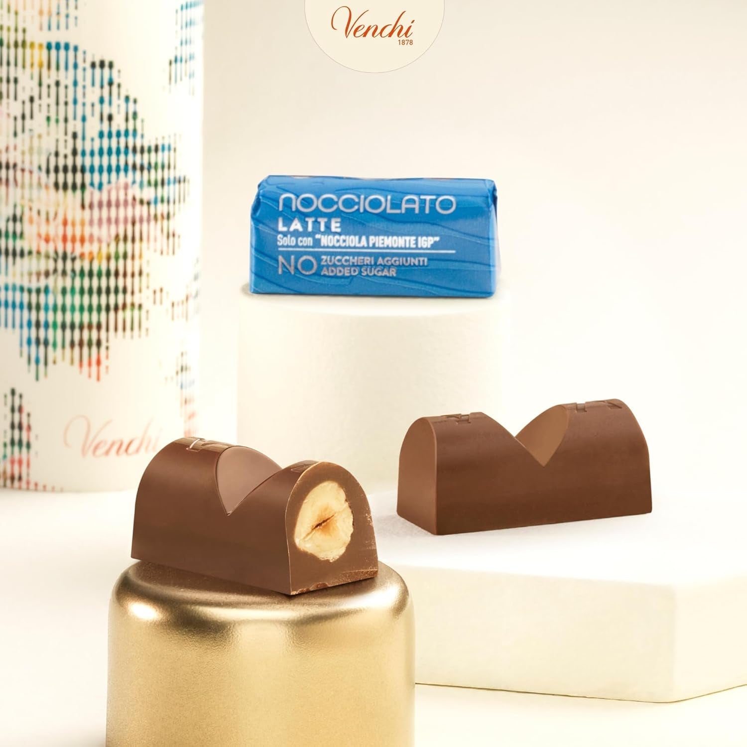 Venchi - Barras de chocolate con leche y avellanas - 70% azúcar - Bombones con avellanas enteras IGP Piamonte, 1 kg - Sin gluten