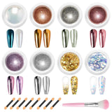 BISHENGYF Polvo de uñas cromado de oro rosaNeue Upgrade Grosse Kapazitä Chrom PulverSuper-Spiegeleffekt Metall Mirror Chrome Powder -Neon Glassy Pearl Effect Glitter Nagelkunst Pulver para salón de bricolaje