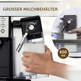 Café exprés Bréville Prima Latte II | Máquina de café con leche y capuchino | Bomba profesional con 15 bar y espumador de leche | Plata [VCF108X]