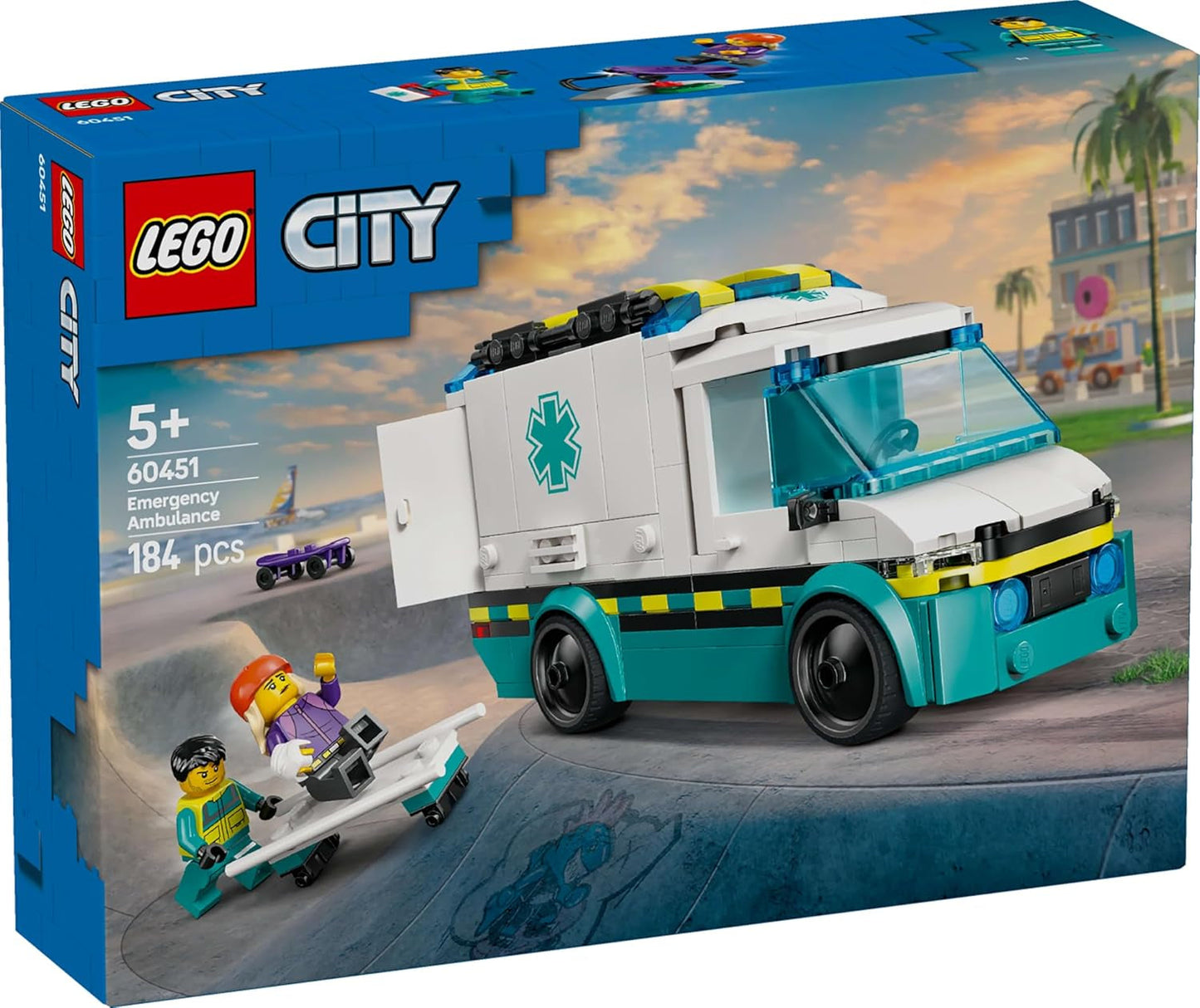 Ambulancia LEGO City - juguete con 2 minifiguras (patinador y conductor) - juguete educativo para niños y niñas a partir de 5 años - ideas para regalos de cumpleaños y fiestas 60451 Juegos de construcción Besuche den LEGO-Store