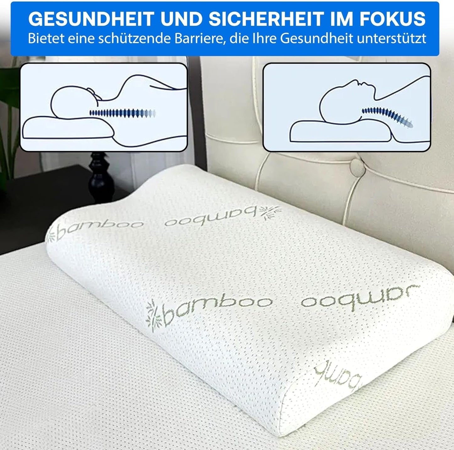 Almohada Ortopédica De Espuma Viscoelástica - Almohada Ergonómica, Almohada Antirronquidos para Personas Que Duermen De Lado, Boca Abajo y Boca Arriba, Pilow, 60 Cm X 40 Cm X 12 Cm Almohadas Ortopédicas Cervicales Naty Shop