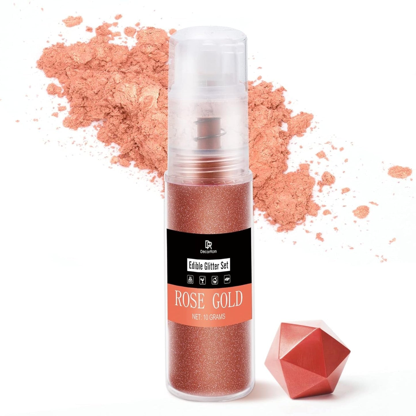 DecoRom, brillantina comestible, polvo, 10 gramos Glitter Naty Shop Roségold