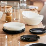 Harena N&b Glasgeschirr, 18 piezas, para 6 personas, blanco y negro