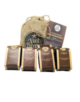 Kaffee Geschenk für Kaffeeliebhaber - Kaffeesack Yute - Vier Sorten exotischer Kaffee im Jutesack - Weihnachten Geschenkidee - Geschenk für Kaffeetrinker - Ganze Bohne