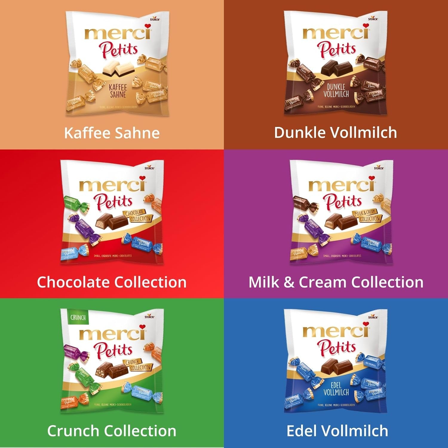 Merci Petits Crema de Café - 12 x 125 g - Pequeños bombones de chocolate blanco sobre chocolate fino con crema de café - Bombones de chocolate envueltos individualmente