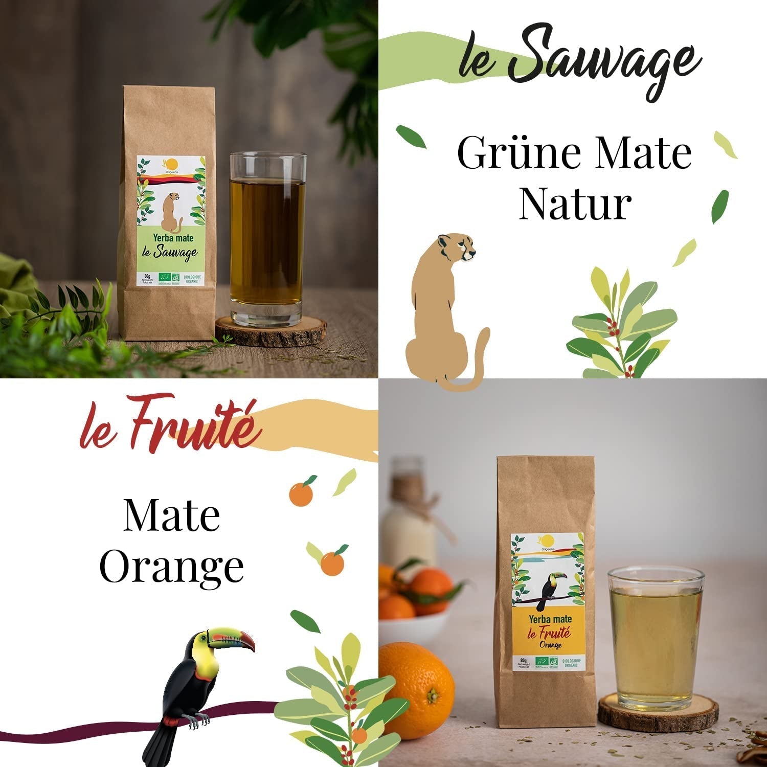 ORIGEENS SET REGALO TÉ BIO MATE X4 I Yerba Mate Bio 4X80G I Set té Yerba Mate, idea regalo