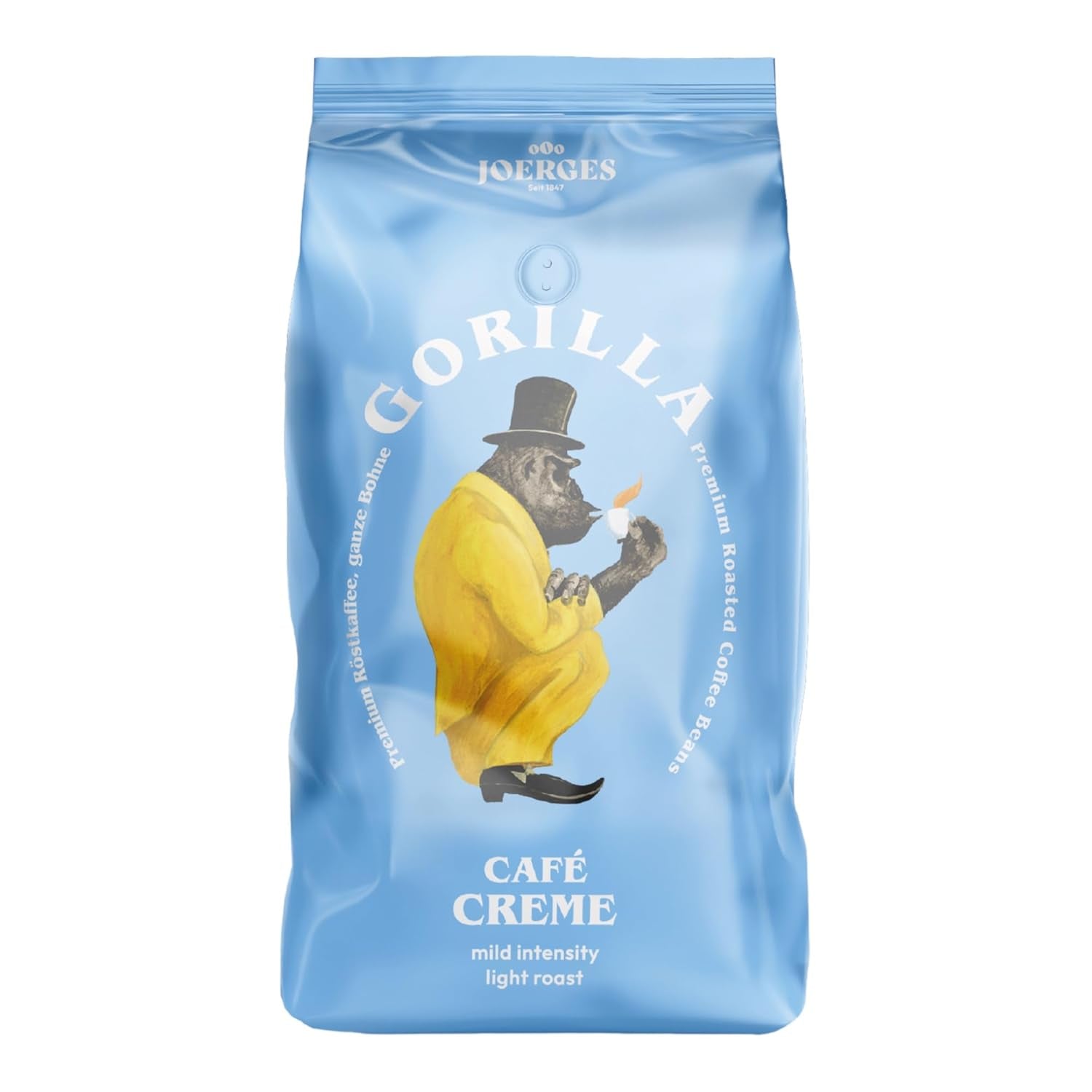 Crema Gorilla Café 6x 1000g | 100% Arábica-Bohnen tradicional | Ideal Volllautomaten Crema armonisches Aroma | geriger Koffeingehalt helle Röstung | Paquete de embalaje