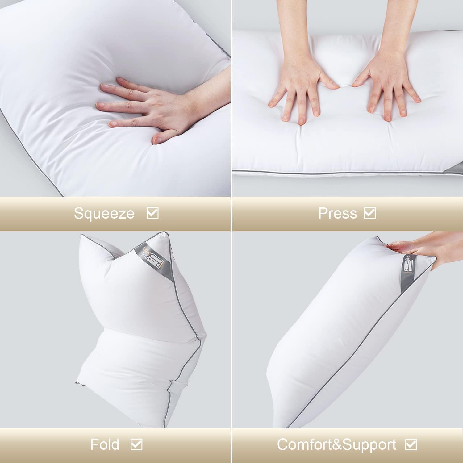 Bedstory Pillow, paquete de 2, calidad hotelera, almohada para dormir alternativa, de apoyo, hipoalergénica para personas que duermen boca abajo, boca arriba y de lado Naty Shop Standard Pillows