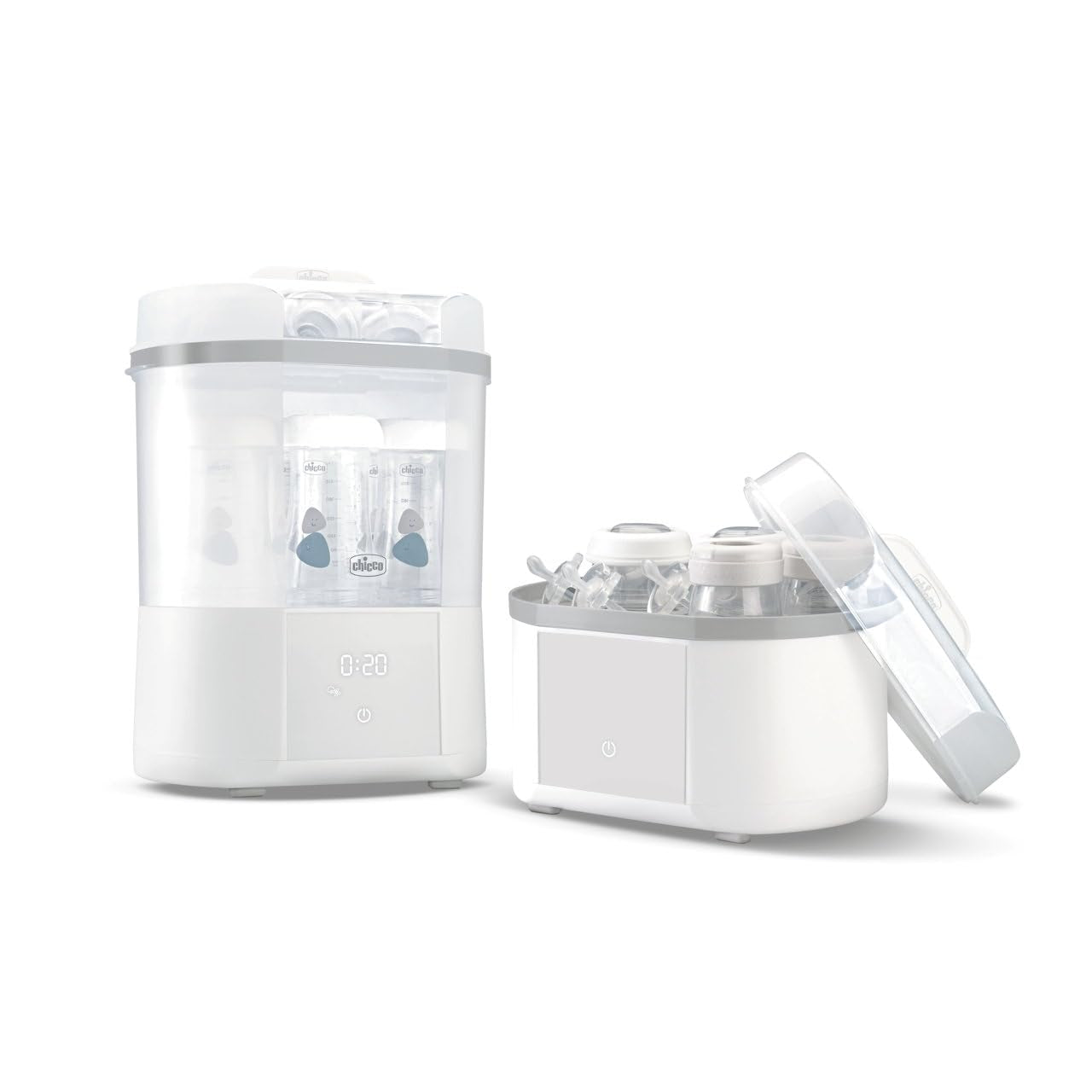 Chicco Esterilizador Modular con Función de Secado, Esterilizador de Biberones, Mordedor y Chupete con Auto-Stop, Apto para Microondas, Apto para esterilizar hasta 6 biberones de 330ml