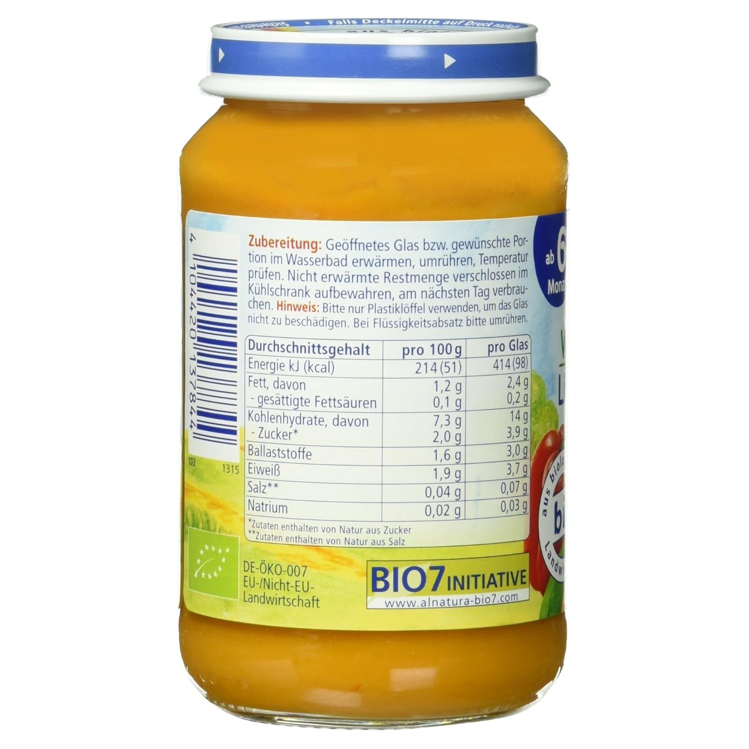 Guiso de lentejas ecológico con cuscús (a partir de 6 meses), 190 g