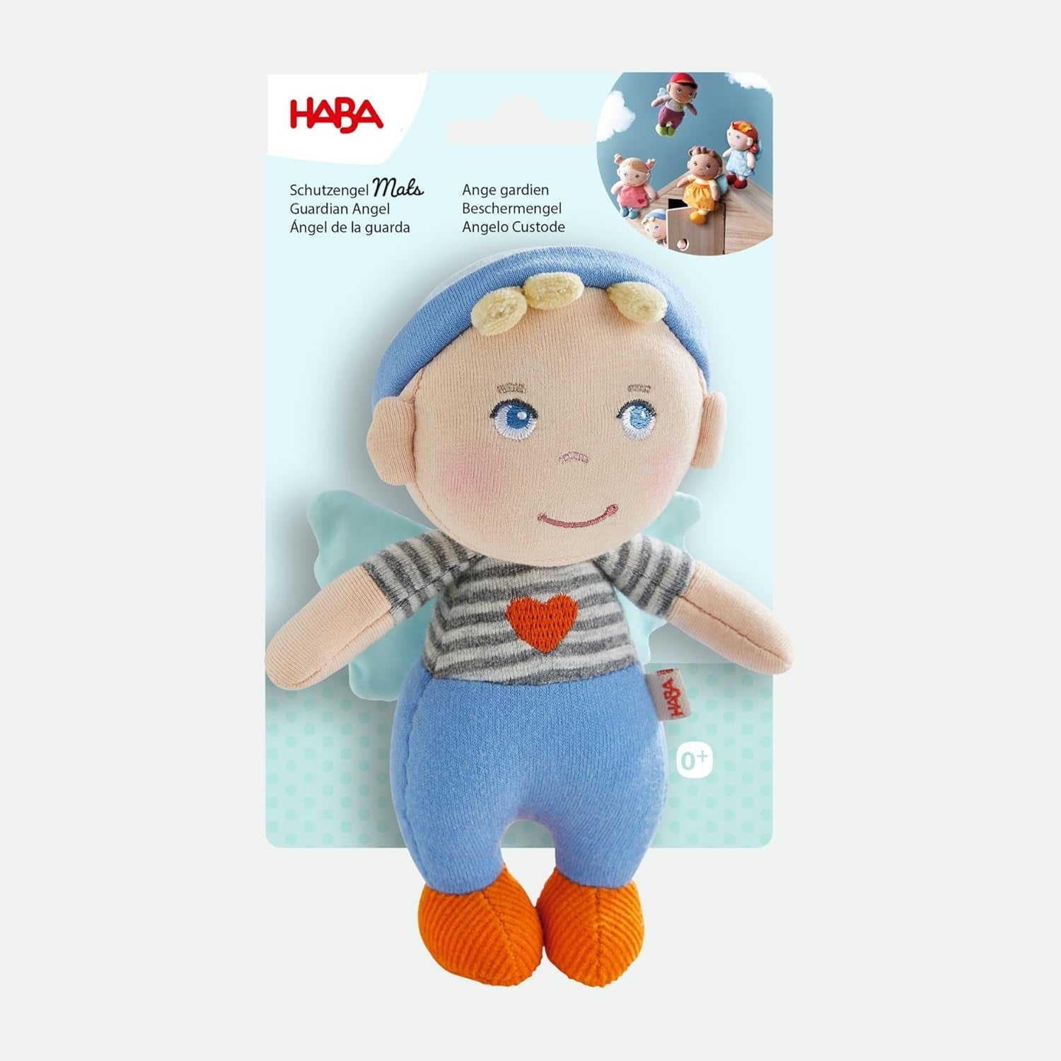 HABA Colchoneta Ángel de la Guarda - Muñeco de peluche textil (15 cm), regalo de bienvenida ideal para bebés y niños pequeños - lavable a 30°C - 2011869001 Muñecas Naty Shop