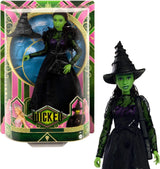 Mattel Muñeca de moda Wicked Elphaba y accesorios con piel verde, cabello trenzado negro, diferentes poses posibles y apariencia de vestido de fiesta extensible, HXT62, [Multicolor] Naty Shop Dolls Default Title