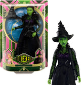 Muñeca de moda Mattel Wicked Elphaba y accesorios con piel verde, cabello trenzado negro, varias poses posibles y apariencia de vestido de fiesta desmontable, HXT62, [Multicolor]