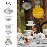 Juego de tetera y tazas Alicia en el País de las Maravillas para 1 persona en caja de regalo, servicio de té de porcelana fina, blanco, 250 ml