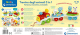 Clementoni Animali-3 Tren eléctrico de juguete interactivo expandible parlante para bebé de 1 año (versión italiana) Made in Italy Multicolor 17740 Jucarii Bebe Naty Shop