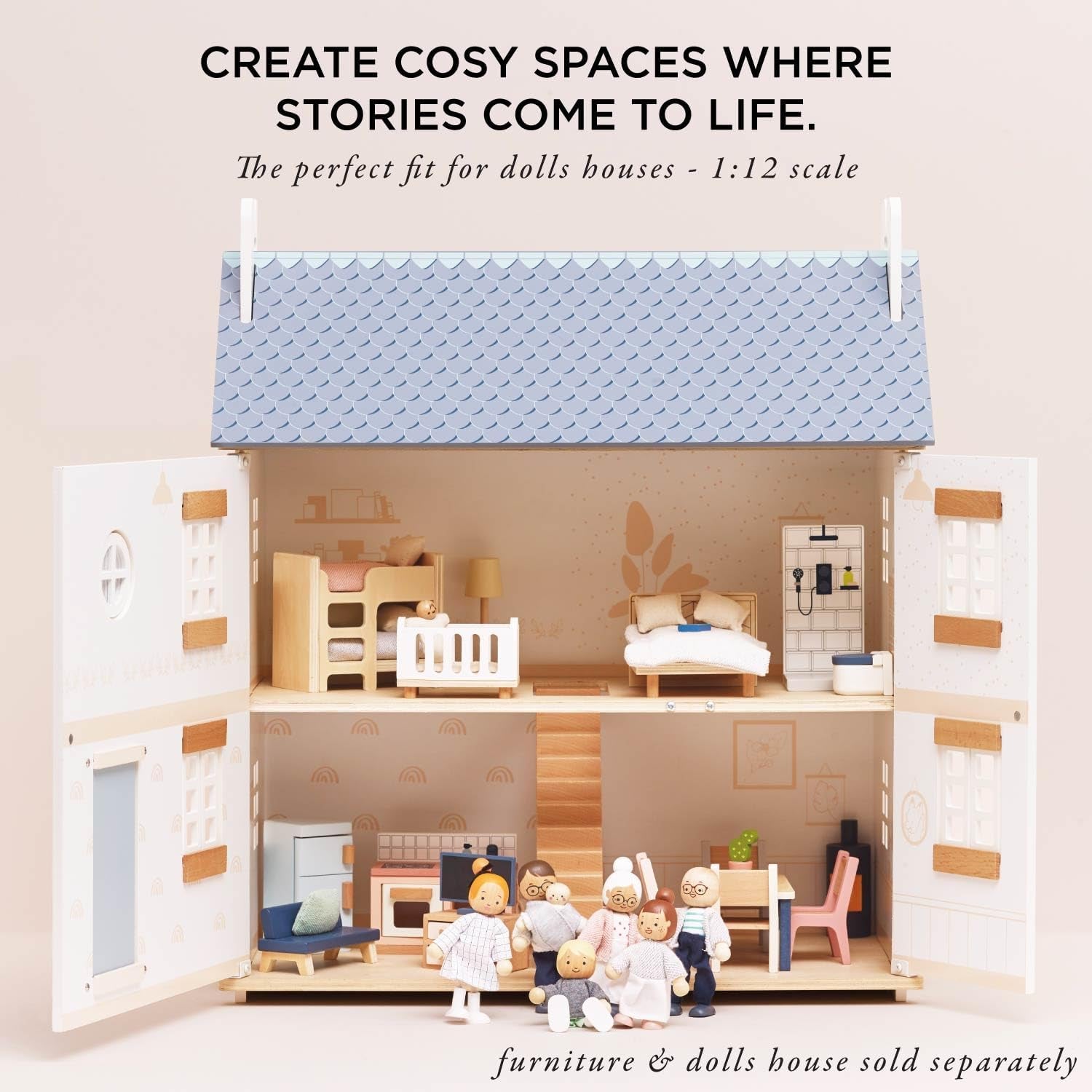 – Juego de casa de muñecas de madera My Doll Family | Daisylane Juegos de accesorios para casa de muñecas para niñas - Adecuado para mayores de 3 años P053