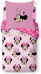 Ropa de cama infantil, Personajes Disney, 100% algodón Ropa de cama infantil Naty Shop Rosa - Minnie Mouse 135X200/80X80 (3 Piezas)