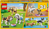 LEGO 31137 Creator Lindo Set de Perros 3 en 1 con Figuras de Animales: Salchicha, Pug, Caniche y más, Juguete para Niños a partir de 7 años, Regalo para los Amantes de los Perros Juegos de Construcción Besuche den LEGO-Store