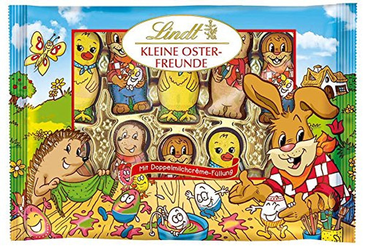 Pequeños Amigos de Pascua con Chocolate | 2 x 100 g y Decoración de Chocolate Mini Huevos con Leche Alpina | 2 sobres de 180 g | Huevos de chocolate con leche premium, empaquetados de forma alegre y colorida, en cuatro colores para Pascua
