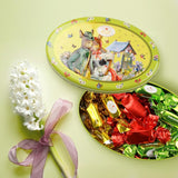 Caja de regalo con tarjeta de Pascua de Heidel, 183 g, praliné de chocolate con leche de primera calidad con caja de metal decorativa, ideal como regalo de Pascua