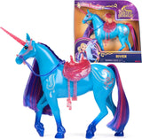 Unicorn River Unicorn Academy - Unicornio Isabel original de 28 cm de alto de la serie de Netflix, con melena y cola reales, brida, silla y cepillo extraíbles, para niños a partir de 4 años