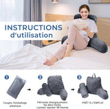 INFANZIA almohada de lectura ergonómica con reposabrazos, respaldo viscoelástico, gris, M