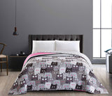 Decoking 32350 Colcha 220X240 Cm Colcha de microfibra de doble cara fácil de mantener Beige Marrón claro Marrón cacao Gris Acero Antracita Grafito Negro Blanco Rosa Gatos Invasión de gatos Camas y mantas Beuche den DecoKing-Store