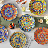 Juego de platos llanos para 6 personas, juego de platos vancasso KRVI para 6 personas, juego de platos Ø 27 cm, apto para lavavajillas y microondas, platos de pasta, platos de desayuno, platos para tartas